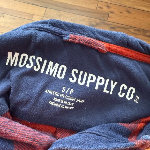 Mossimo Supply Co. Navy & Red Check Flannel Hoodie Sz: S - Picture 5 of 8